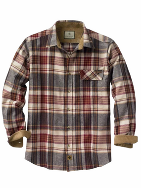 Legendary Whitetails Burgundy Gray Plaid Flannel Button Front Shirt Sz L
